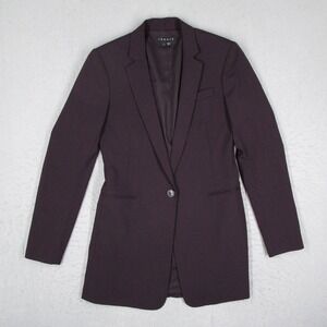 Theory Marcela Urban Deep Plum Purple Single Button Blazer Jacket Size 4 USA
